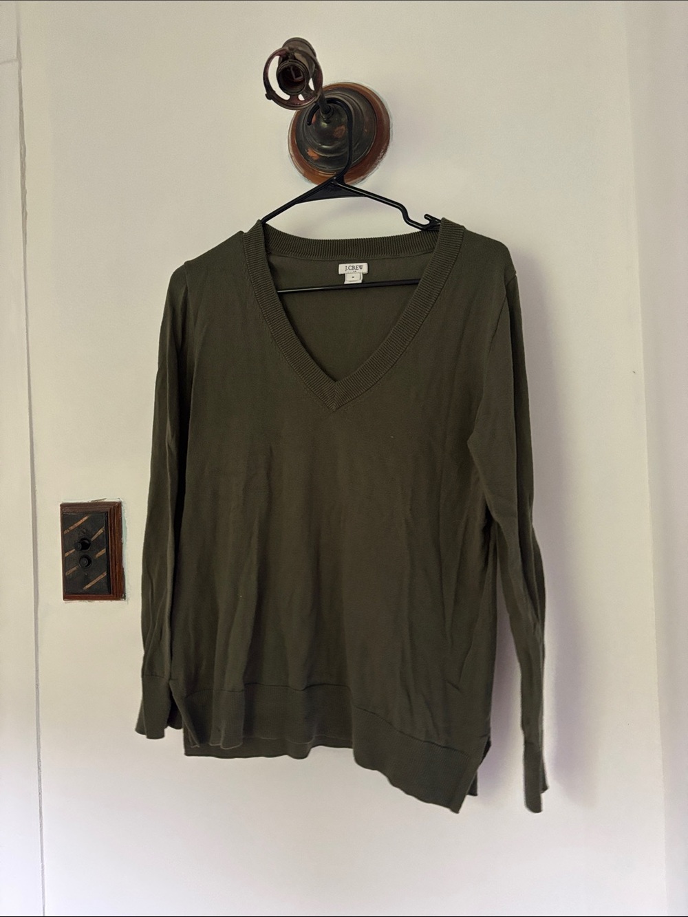 J. Crew Olive Green V-Neck Sweater